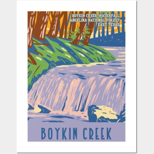 WPA Poster of Boykin Creek Waterfall at Angelina National Forest Posters and Art